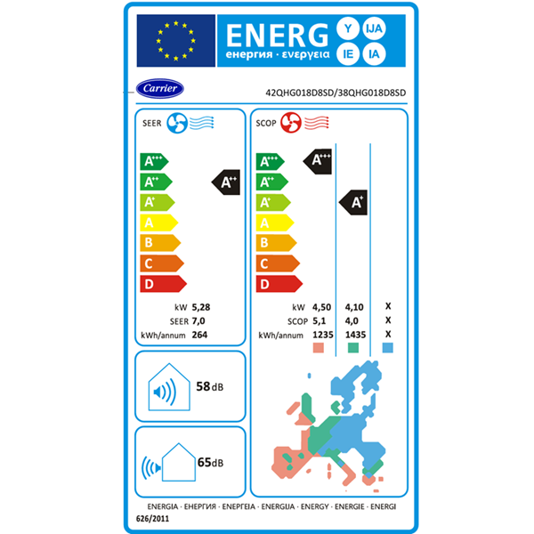 CARRIER EXTREME 3 ENERGY LABEL 18000