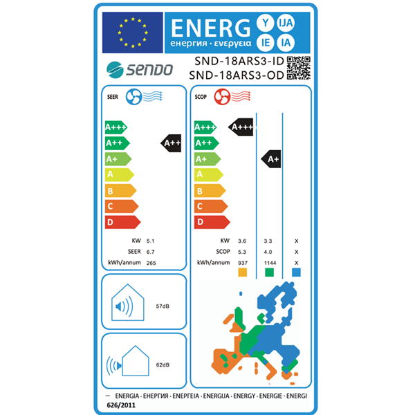 SENDO ARIS SND 18 ARS3 ENERGY LABEL SENDO ARIS SND 18 ARS3 ENERGY LABEL