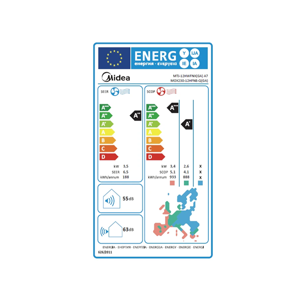 MIDEA ΚΑΝΑΛΑΤΟ ENERGY LABEL 12000 MIDEA ΚΑΝΑΛΑΤΟ ENERGY LABEL 12000