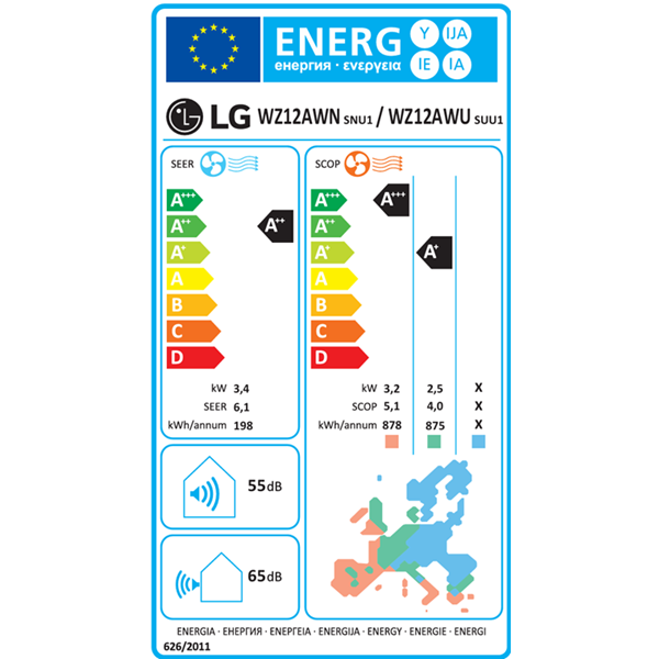 LG DUALCOOL PRO ENERGY LABEL 12000