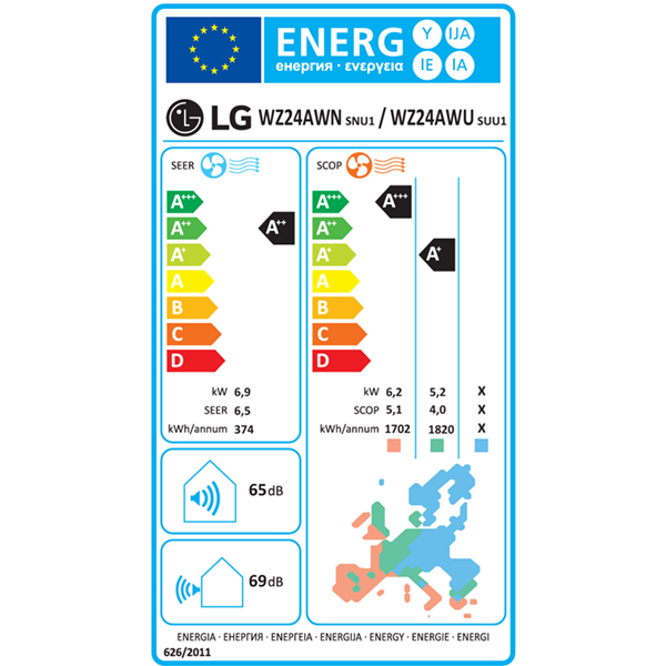 LG DUALCOOL PRO ENERGY LABEL 24000